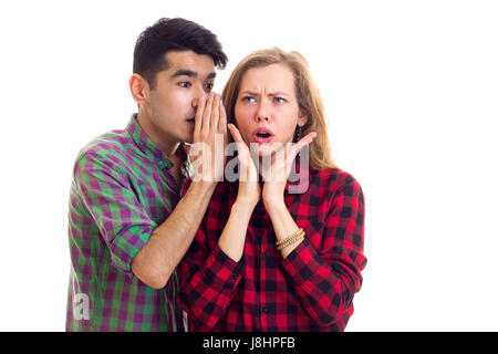 Young couple in plaid shirts Stock Photo