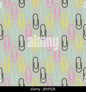 Paper clip vector seamless pattern. Stock Vector