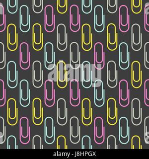 Paper clip vector seamless pattern. Stock Vector