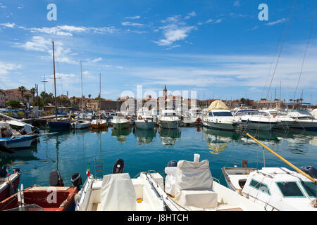The impressive marina at Alghero, North Sardinia Stock Photo