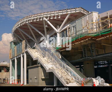 KAOHSIUNG, TAIWAN -- MAY 21, 2017: Construction continues on a new station for the city's light rail system. Stock Photo