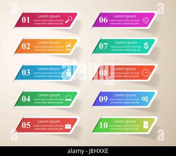 Infographic design. List of 10 items. Stock Vector