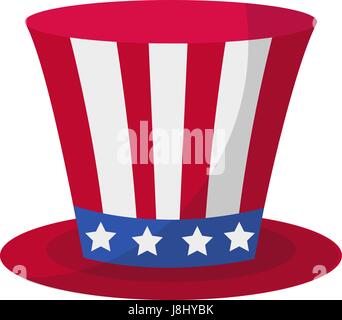 Cylinder hat icon flat style. 4th july concept. Isolated on white background. Vector illustration. Stock Vector
