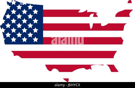 Map of America icon, flat style. Isolated on white background. Vector illustration. Stock Vector
