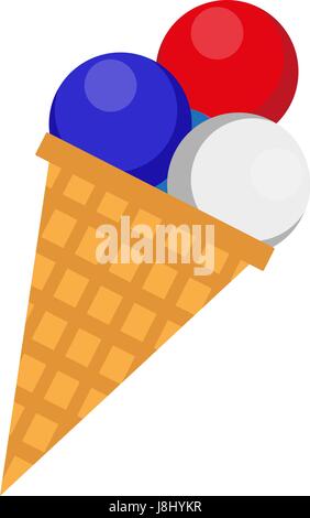 Ice cream icon, flat style. 4th july concept. Isolated on white background. Vector illustration. Stock Vector