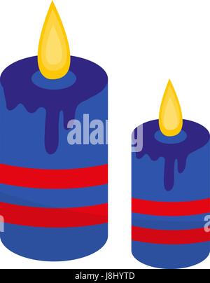 Blue candles icon, flat style. Isolated on white background. Vector illustration. Stock Vector