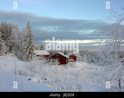 Winter Sweden Framehouse Scandinavia Snow Lodge Hut Blue