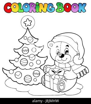 colour, bear, teddy, paint, painted, christmas, colouring, xmas, x-mas, book, Stock Photo