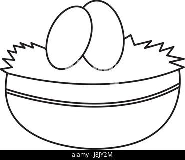easter egg in bowl festive celebration outline image Stock Vector