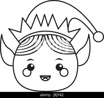 elf helper santa christmas celebration, outline icon Stock Vector