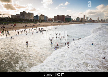 Durban  - South Africa, 17 JANUARY 2015: People enjoy the beach of Durban Stock Photo
