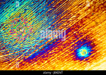microscopic shot of urea micro crystals in polarized light Stock Photo