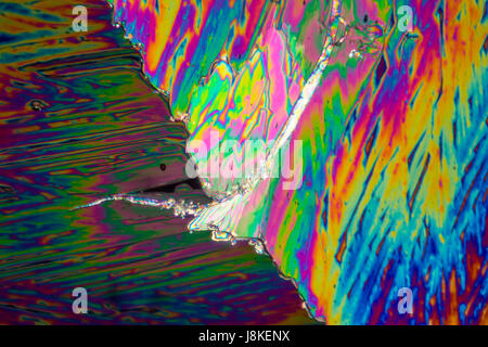 microscopic shot of urea micro crystals in polarized light Stock Photo