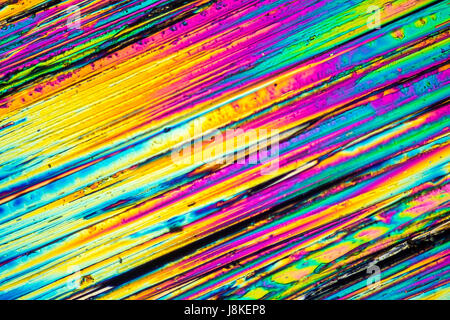 microscopic shot of urea micro crystals in polarized light Stock Photo