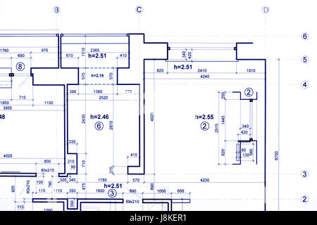 engineering blueprints, construction plan, part of architectural project Stock Photo