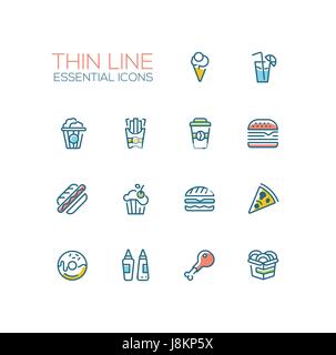 Fast Food Cafe Menu Icons Set Stock Vector