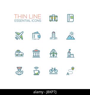 Traveling - line icons set Stock Vector