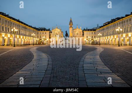 Torino Piazza San Carlo at twilight Stock Photo