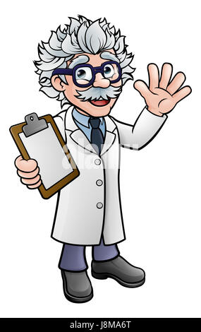 coat cartoon vector professor old inventor scientist mascot mantle ...