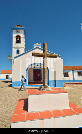 The traditional little village of Santa Susana, very rich in traditional architecture with white washed houses. Portugal Stock Photo