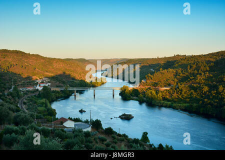 Tagus river at the fortified medieval village of Belver, Beira Baixa. Portugal Stock Photo