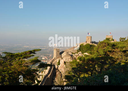 Ramparts of the Castelo dos Mouros (Castle of the Moors), dating back to the 10th century, a Unesco world heritage site. Portugal Stock Photo