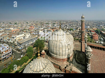 View from a minaret of the Jama Masjid mosque in Delhi, India. Stock Photo