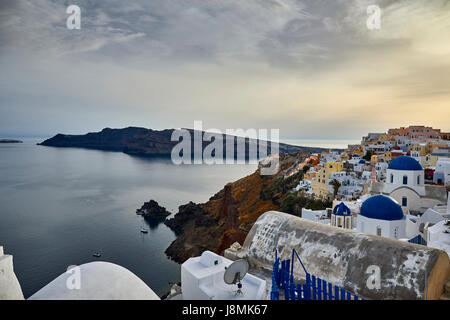 Volcanic Greek island Santorini one of the Cyclades islands in the Aegean Sea.  Oia area Stock Photo