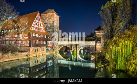 Old Town in Nuremberg, Germany at night Stock Photo