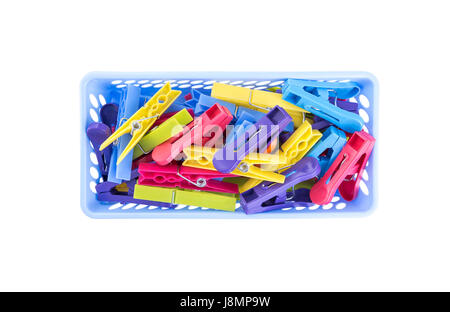 Container with clothespins Stock Photo - Alamy