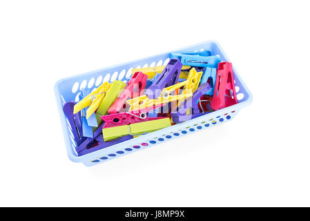 Container with clothespins Stock Photo - Alamy