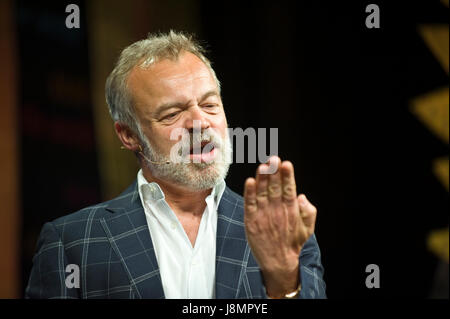 Graham Norton novelist author and entertainer speaking on stage at Hay Festival 2017 Hay-on-Wye Powys Wales UK Stock Photo