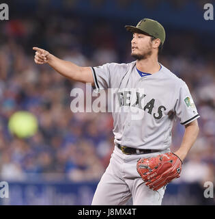 Toronto, Ontario, Canada. 27th May, 2017. Yu Darvish (Rangers) MLB : Texas Rangers starting pitcher Yu Darvish during the Major League Baseball game against the Toronto Blue Jays at Rogers Centre in Toronto, Ontario, Canada . Credit: AFLO/Alamy Live News Stock Photo