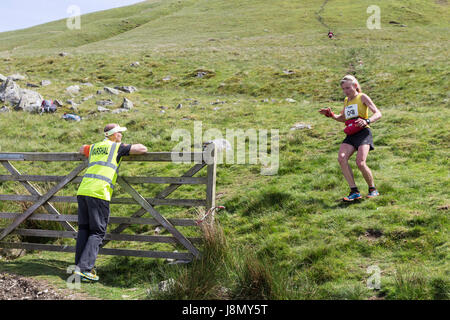 Thelkeld, Lake District, Cumbria UK.  Sunday 28th May 2017. Mel Price of the Mercia Fell Runners, winner of the womens Helvellyn and the Dodds Fell Race.  Time 2:42:10  © David Forster/Alamy Live News Stock Photo