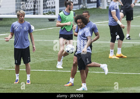 Madrid, Madrid, Spain. 30th May, 2017. Marcelo (defender; Real Madrid) take part in the team's training session at Valdebevas sport complex during the media day ahead of UEFA Champions League final match, outside Madrid, Spain, 30 May 2017. Real Madrid will face Juventus in the UEFA Champions League's final match in Cardiff, Wales, on next 3 June 2017. Credit: Jack Abuin/ZUMA Wire/Alamy Live News Stock Photo