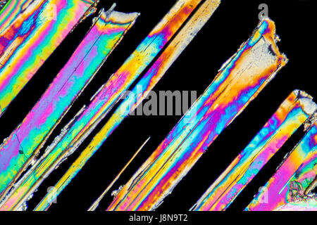 microscopic shot of urea micro crystals in polarized light Stock Photo