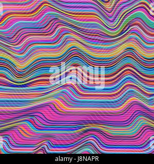 Vector warped lines background. Flexible stripes twisted as silk forming volumetric folds. Colorful variable width stripes with shadows and highlights. Vector illustration Stock Vector