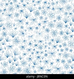Nature stylized hand drawn abstract pattern. Vector seamless background. Stock Vector