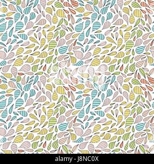 Hand drawn abstract seamless pattern in memphis style. Vector colorful bright colors on white background. Stock Vector