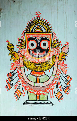 Hand drawn traditional the ancient tribal art India of a village wall in Orissa, India Stock Photo