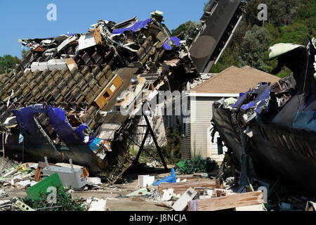 Airplane Crash Site From War of the Worlds Movie In Universal Studios, Los Angeles, California Stock Photo