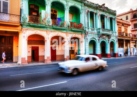 Old classic car on The Malecon Havana cuba, The Malecon La Habana Cuba, Malacon Cuba, Classic American car The Malecon Cuba street streets of cuba Stock Photo