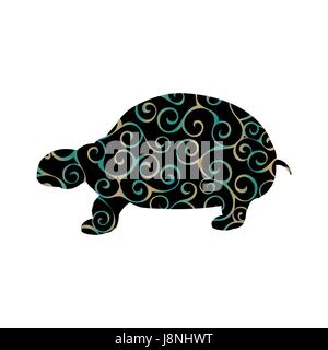 Land turtle reptile color silhouette animal Stock Vector