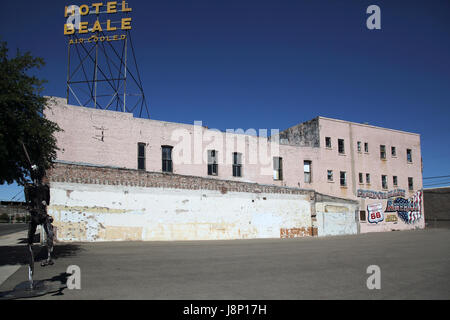 painted wall mural on Hotel Beale kingman on route 66 arizona usa Stock Photo