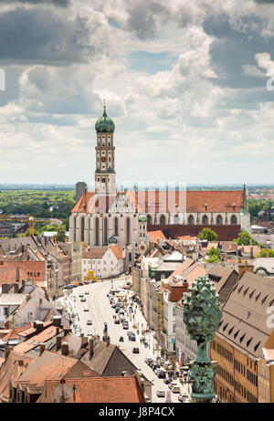 AUGSBURG, GERMANY - MAY 20: View over the city of Augsburg, Germany on May 20, 2017. Augsburg is one of the oldest cities of Germany. Foto taken from  Stock Photo