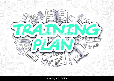 Training Plan - Doodle Green Inscription. Business Concept. Stock Photo