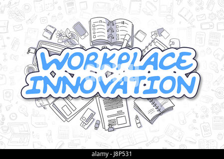 Workplace Innovation - Doodle Blue Word. Business Concept. Stock Photo