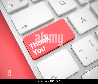 Thank You - Message on Red Keyboard Keypad. 3D. Stock Photo