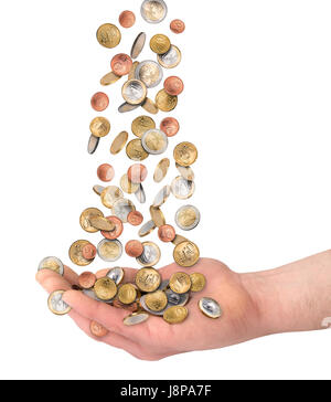 Euro Coins Raining Euro coins falling into hand. Raining money Stock Photo - Alamy