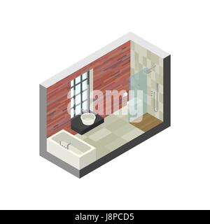 Bathroom in isometric view Stock Vector
